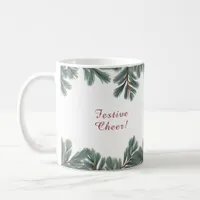 Minimal Festive Christmas Holiday Cheer Pine Bough Coffee Mug