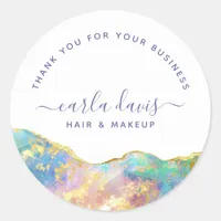 Fire Opal Rainbow Gemstone Business Thank You Classic Round Sticker