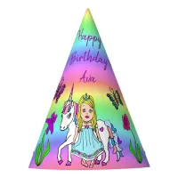 Blonde Fairy and Unicorn Birthday Hat