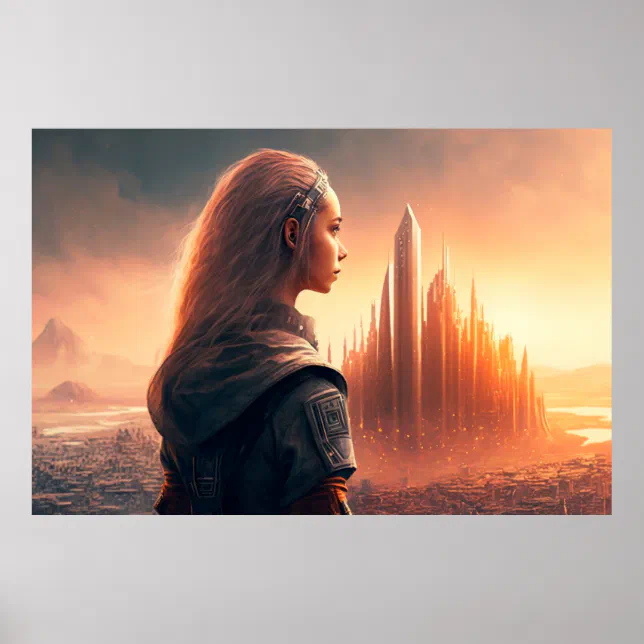 Woman of the Future Outside a City Poster