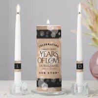 Elegant 28th Linen Wedding Anniversary Unity Candle Set