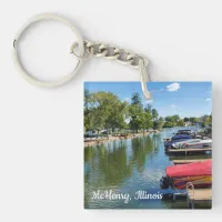 McHenry, Illinois River Walkway on the Fox River  Keychain