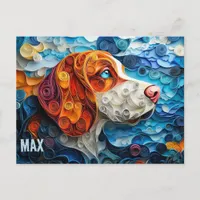 Basset Hound Paper Quilling Art Dog Portrait Postcard