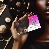 African American Hairdresser QR Code Business Card