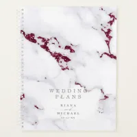 Modern Marble Glitter Wedding Burgundy ID816 Planner