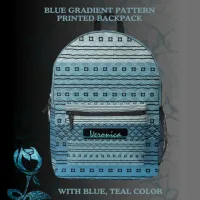 Blue Gradient Pattern   Printed Backpack