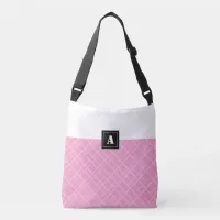 Crisscross Gingham Check Pink and White Monogram Crossbody Bag