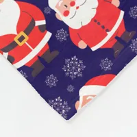 Santa And Snowflakes | Navy Blue Kids Name Fleece Blanket