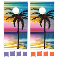 Tropical Paradise | Palm Trees and  Sunset Cornhole Set