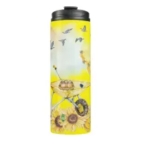 Cute Watercolor Cottagecore Yellow on yellow | Thermal Tumbler