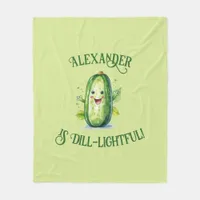 Cute Green Cartoon Pickle Fleece Blanket