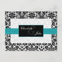 aqua damask save the date announcement postcard