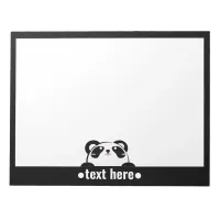 Black White Cartoon Panda Cute NAME Notepad