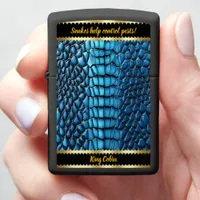 Blue snakeskin shine in the light zippo lighter