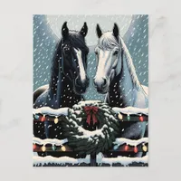 Festive Horses | Merry Christmas Postcard