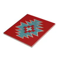 Southwest Mesas Red & Turquoise Ceramic Tile