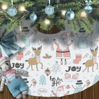 Santa, Snowman, Reindeer Pattern ID559 Brushed Polyester Tree Skirt