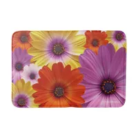 Colorful Medley of African Daisies Flowers Bath Mat