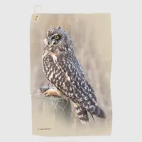 Short-Eared Owl with Vole in the Marshes Golf Towel