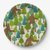 Funny Bigfoot in the Woods Paper Plates