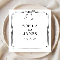 Elegant Whimsical Simple Classic Bow Wedding Napkins