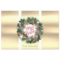 Luxurious Christmas wreath personalizable Tissue Paper