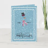 Magic and Wonder Christmas Snowman Blue ID440 Holiday Card