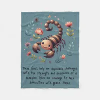 Kids Christian Prayer Woodland Scorpion on Blue | Fleece Blanket