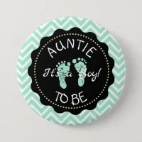 Aunt to be Sage Green Chevron Baby Shower button