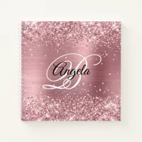 Glittery Light Pink Foil Fancy Monogram Notebook