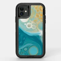 Ocean Blue Waves and Sandy Brown Fluid Art  OtterBox Defender iPhone 11 Case