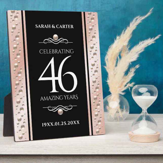 Elegant 46th Pearl Wedding Anniversary Celebration Plaque