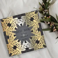 Elegant Ornate Gold Leafy Frame Wedding Guest Book