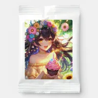 Pretty Anime Girl's Birthday Cupcake Lemonade Drink Mix