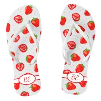 Summer Strawberries Monogram Flip Flops