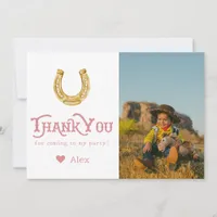 Pink Wild West First Rodeo Baby Girl 1st Birthday Thank You Card