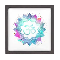 *~* Lotus Lily Mandala  OM AUM Symbol Watercolor Gift Box