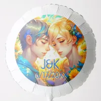 Anime Boy and Girl Floral Couple Personalized Balloon