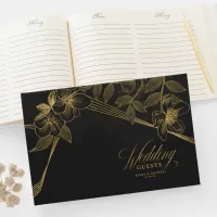 Gold Dust & Outlines Wedding Black/Gld ID835 Guest Book