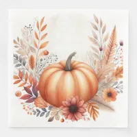 Fall pumpkin Autumn Baby Shower Paper Dinner Napkins