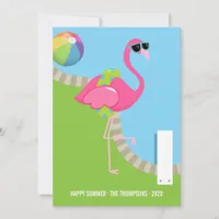 Cool Pink Flamingo Summer Greeting Card