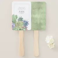Succulents and Sparkle Wedding Green ID515 Hand Fan