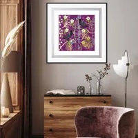 Modern Tropical Bird Abstract Floral Art Foil Prints