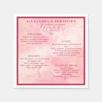 Elegant Script Burgundy Rose Gold Wedding Menu Napkins