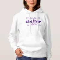 She Her Pronouns with Purple Doodles Hoodie