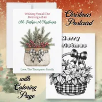 Old-Fashioned Farmhouse Christmas Coloring Page   Postcard