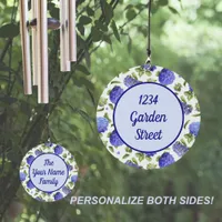 Blue Hydrangea Flowers Personalized   Wind Chime