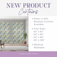 Mediterranean Breeze Blue and Yellow Lemon Sheer Curtains