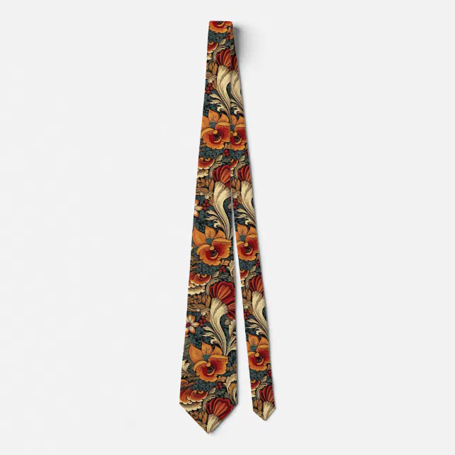 Medieval Garden Floral Pattern Neck Tie