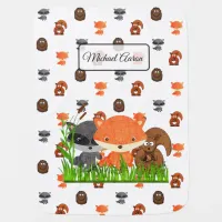 Woodland Animals Personalized Baby Boy Blanket